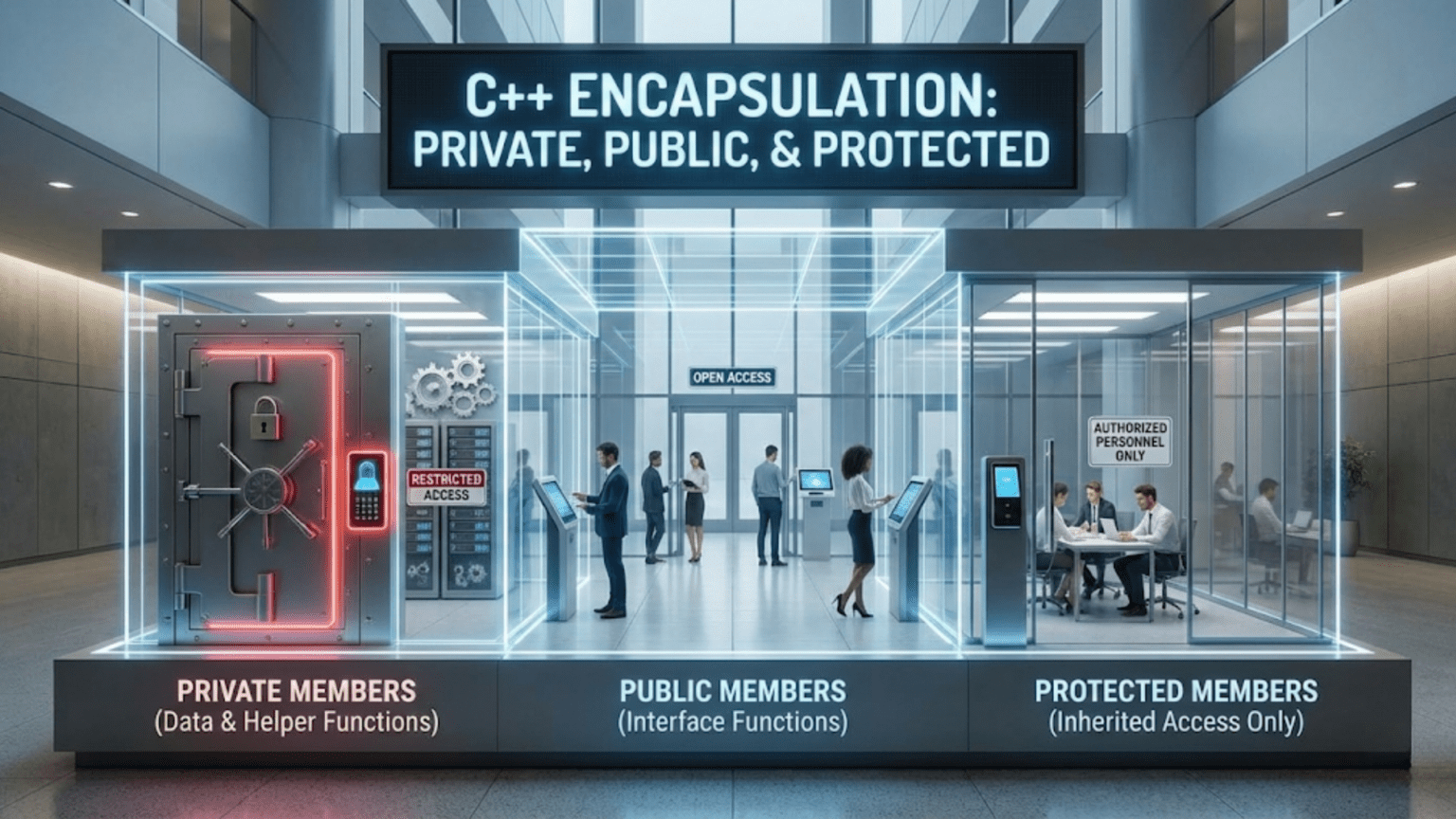 Encapsulation in C++: Private, Public, and Protected Members