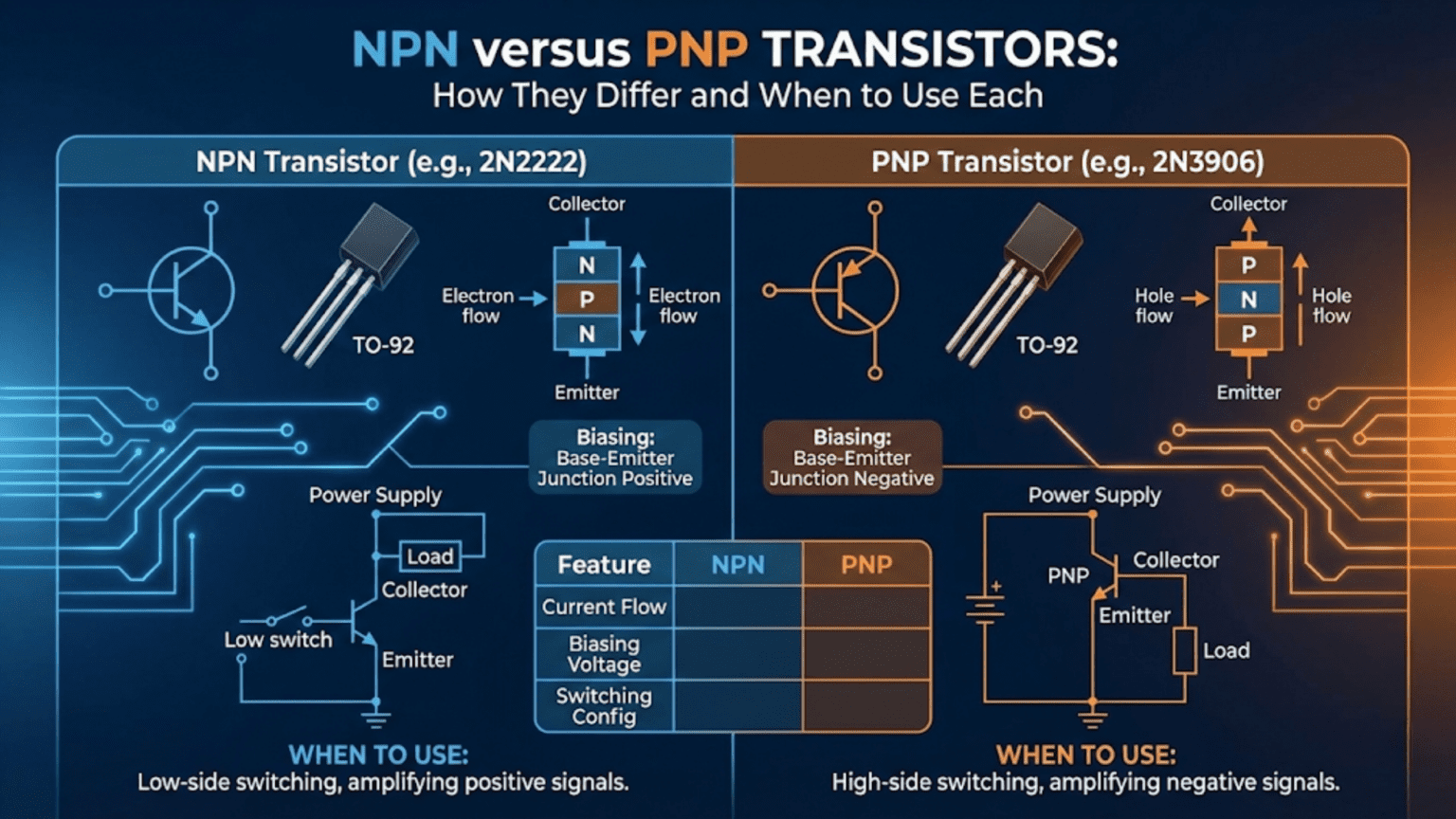 NPN versus PNP Transistors: How They Differ and When to Use Each