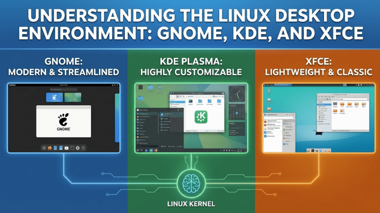 Understanding the Linux Desktop Environment: GNOME, KDE, and XFCE
