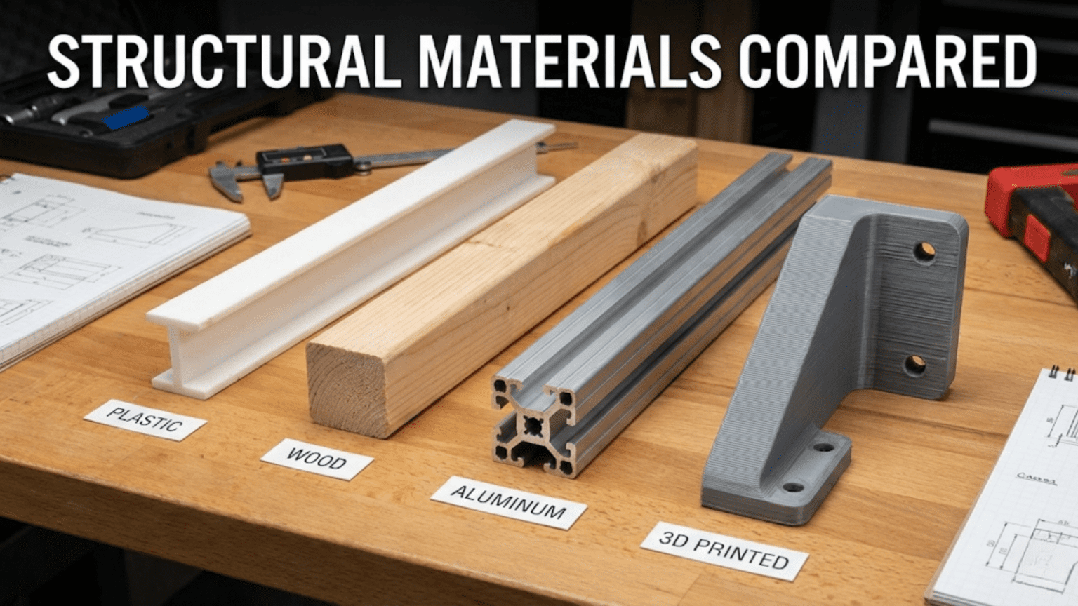 Structural Materials Compared: Plastic, Wood, Aluminum, or 3D Printed Parts?
